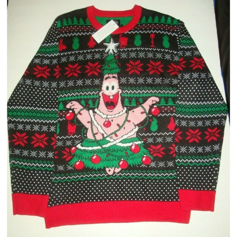 New Spongebob Squarepants Christmas Ugly Sweater Patrick Christmas Tree Size M